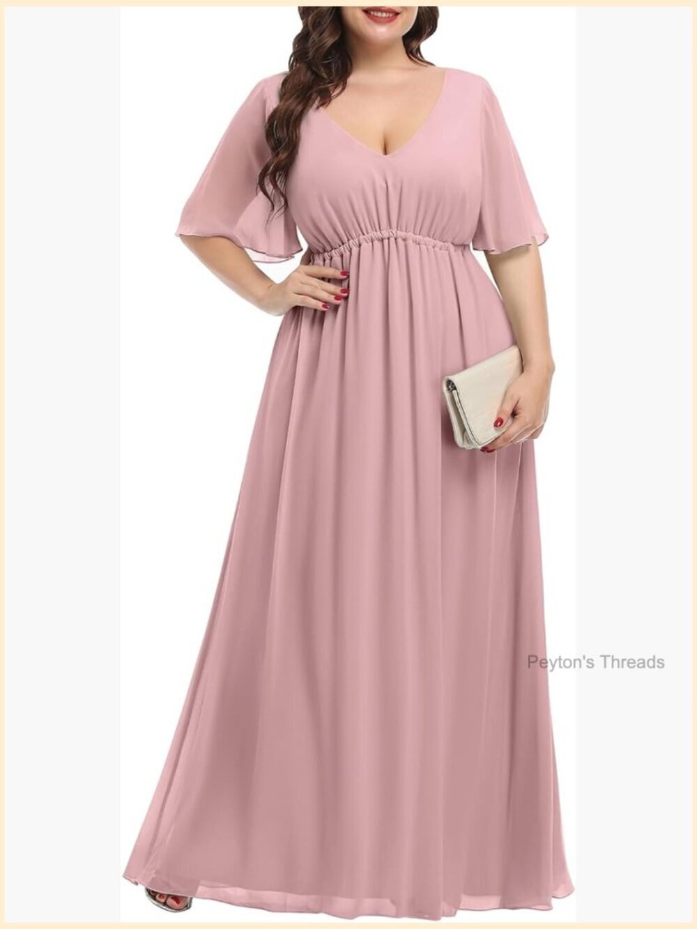 Plus Size Chiffon Maxi Formal Dress for Wedding Guest Bridesmaid